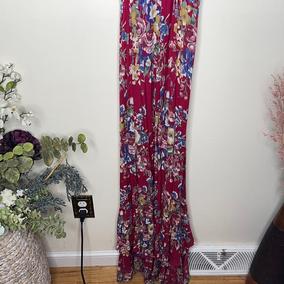 AUGUSTE THE LABEL Beach House Frill Floral Maxi Wrap Dress Red Berry {F40} - Picture 5 of 9